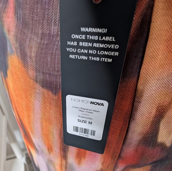 NWT Chain Reaction Mesh Maxi Dress - Rust/combo - Picture 6 of 9